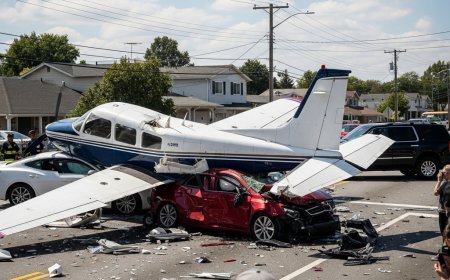 विमान क्रैश लँडिंग: रस्त्यावर कोसळले, गाड्यांचा चक्काचूर!