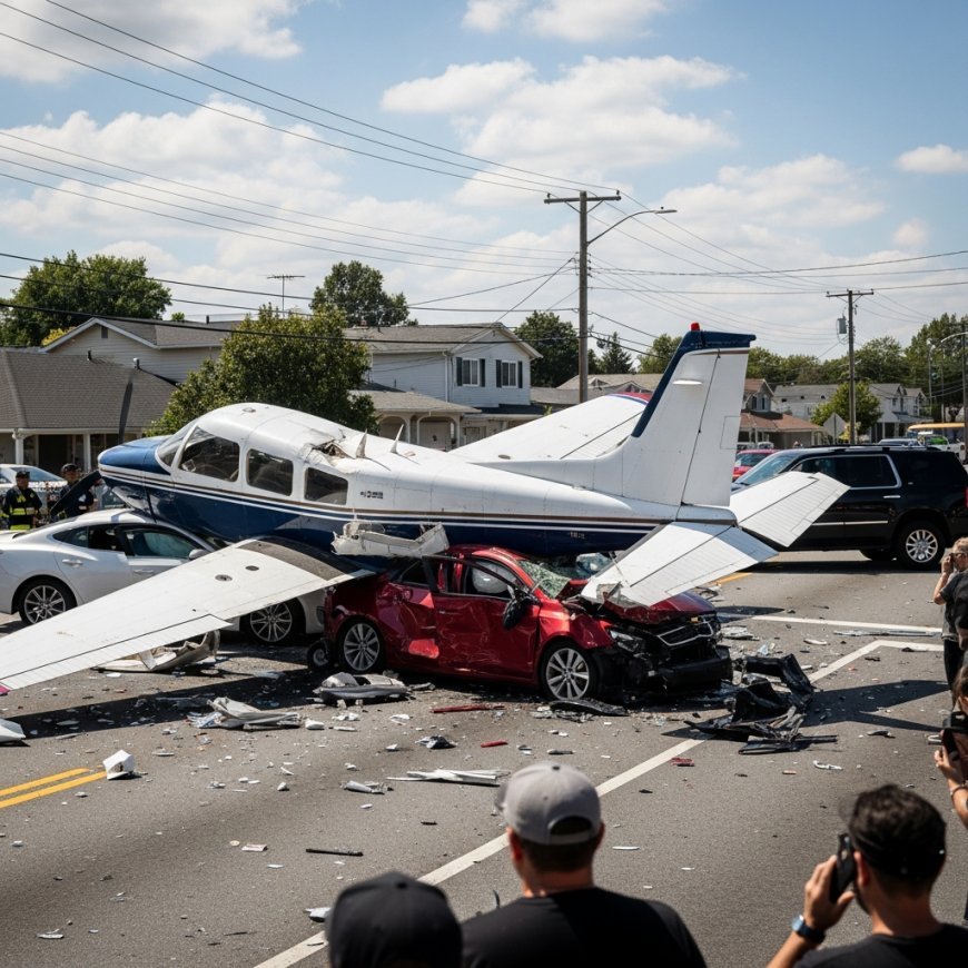 विमान क्रैश लँडिंग: रस्त्यावर कोसळले, गाड्यांचा चक्काचूर!