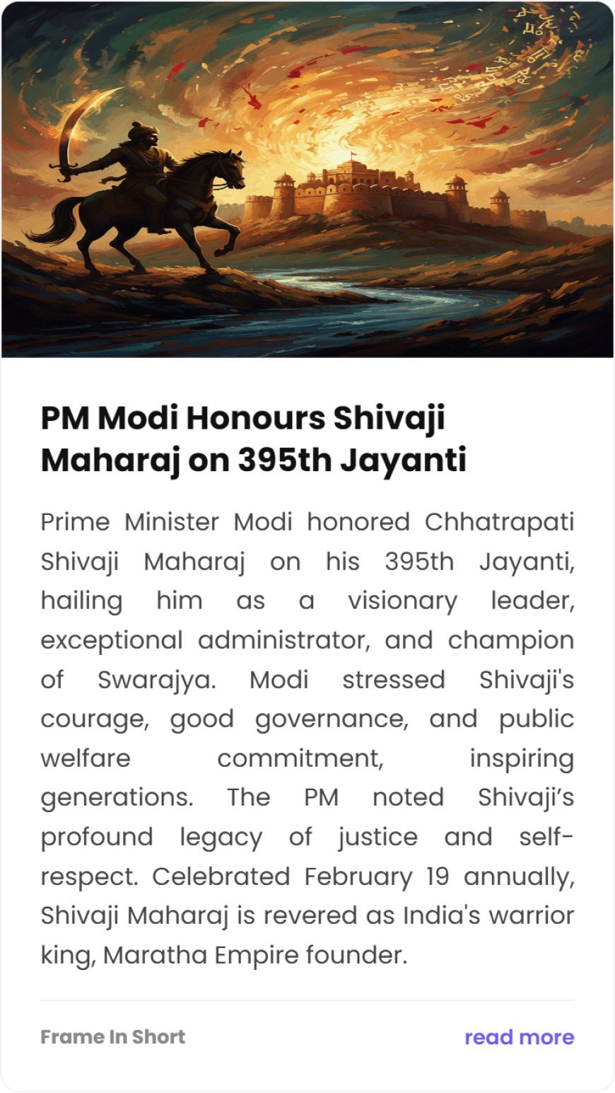 PM Modi Pays Homage to Chhatrapati Shivaji Maharaj on Jayanti