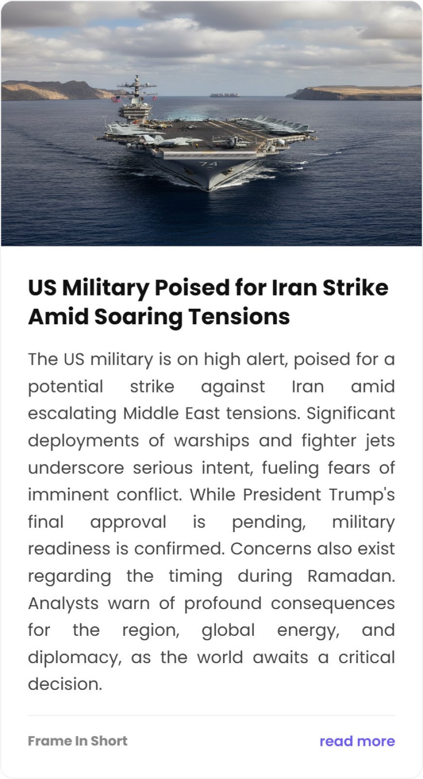 US Military Ready for Iran Strike Amid Rising Middle East Tensions