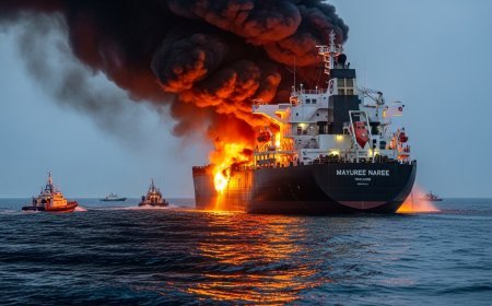 होर्मुज में थाई कार्गो शिप पर हमला: गुजरात आ रहे जहाज में आग, 20 क्रू मेंबर बचाए गए