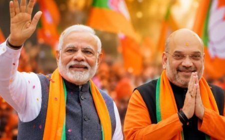 Narendra Modi and Amit Shah reacting to BJP victory in West Bengal election results 2026.