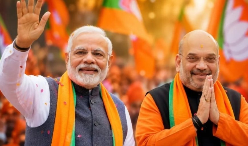 Narendra Modi and Amit Shah reacting to BJP victory in West Bengal election results 2026.