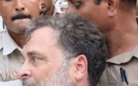 "Rahul Gandhi Detained by Delhi Police During Opposition Protest at Lok Kalyan Marg".