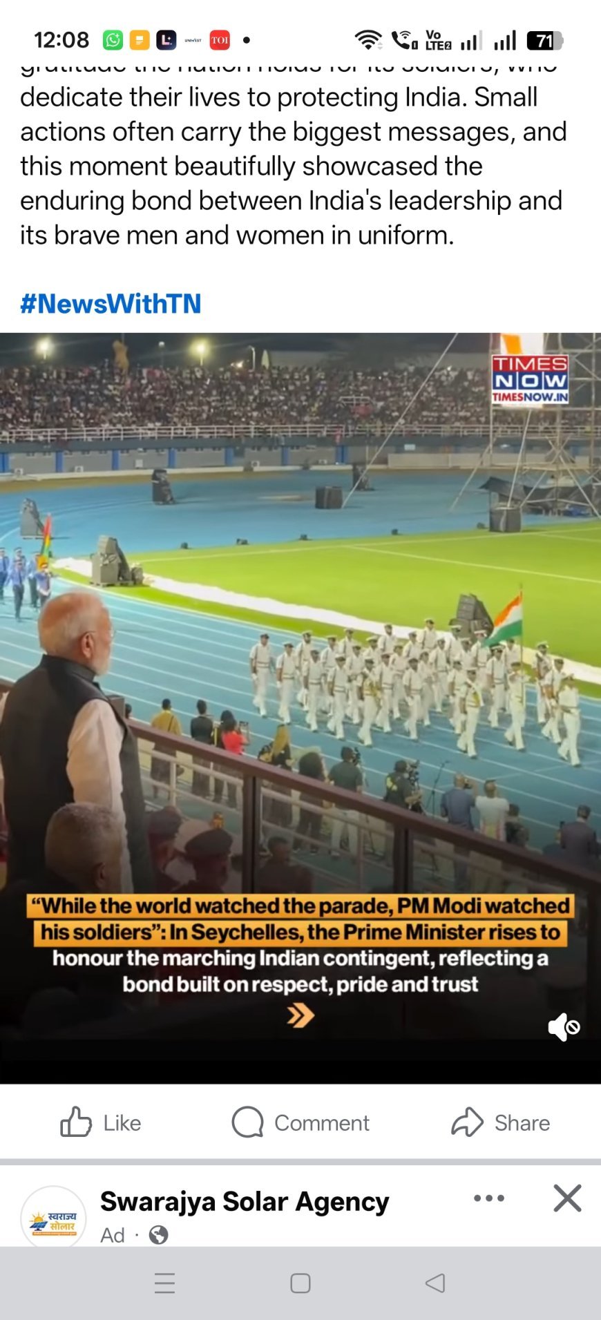 Patriotic Moment 'A Moment of Pride': PM Modi Stands to Honour Indian Armed Forces Contingent at Seychelles National Day.
