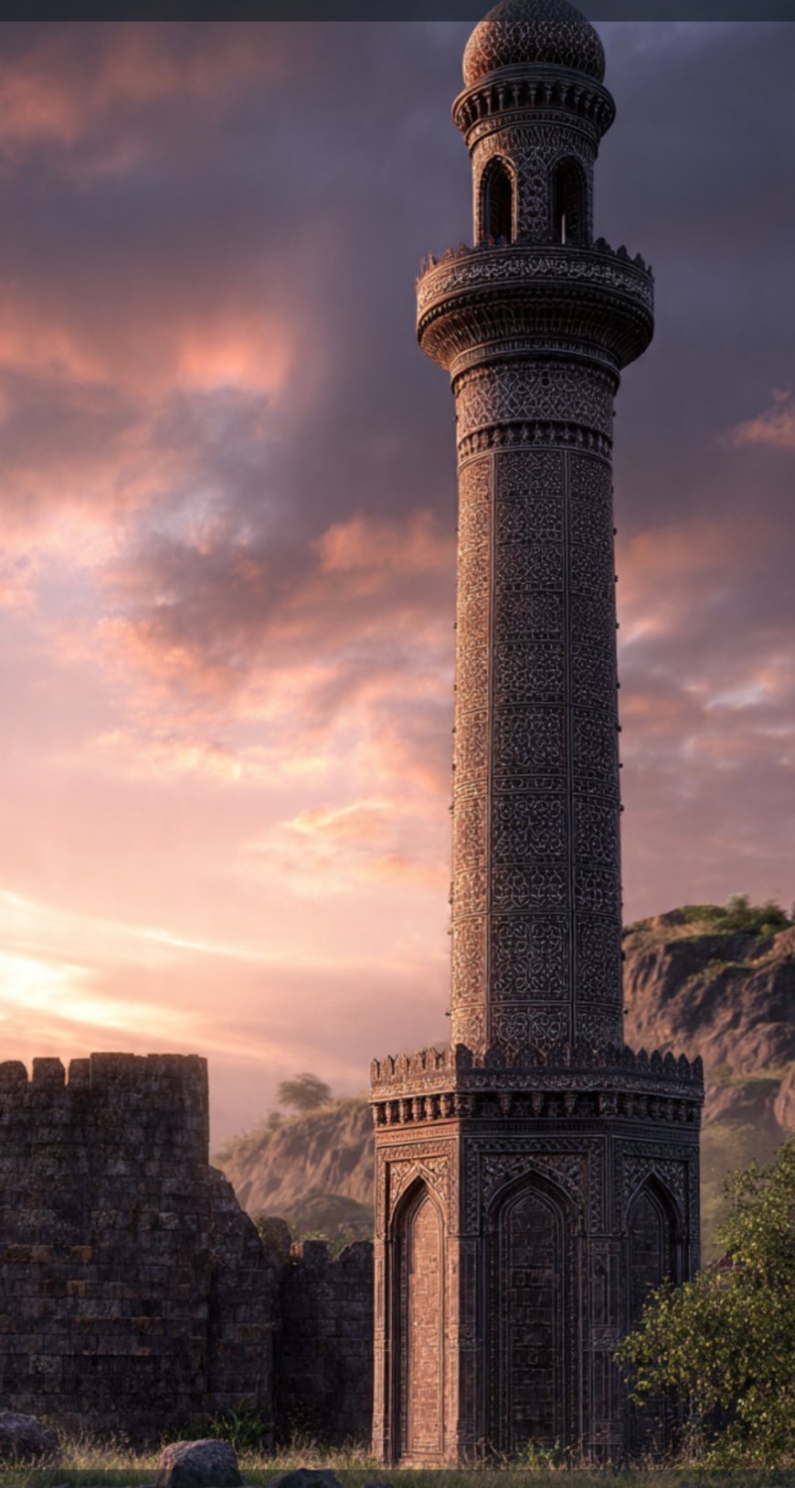 CHAND MINAR: THE 63-METER VICTORY TOWER STANDING TALL AT DAULATABAD FORT SINCE 1445.